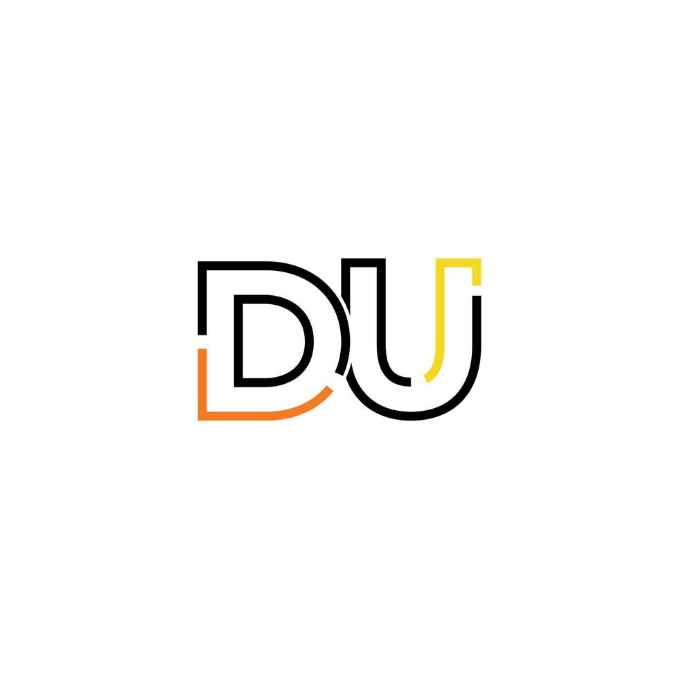 Abstract letter DU logo design with line connection for technology and digital business company. vector