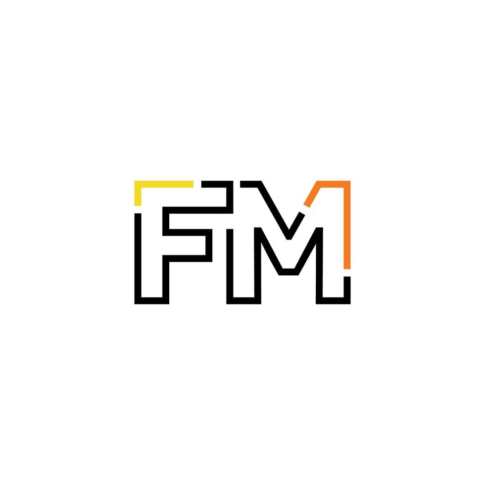 Abstract letter FM logo design with line connection for technology and digital business company. vector