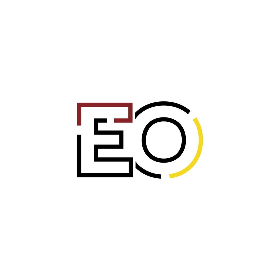 Abstract letter EO logo design with line connection for technology and digital business company. vector