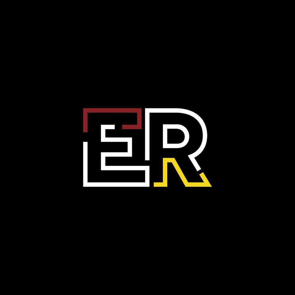 Abstract letter ER logo design with line connection for technology and digital business company. vector