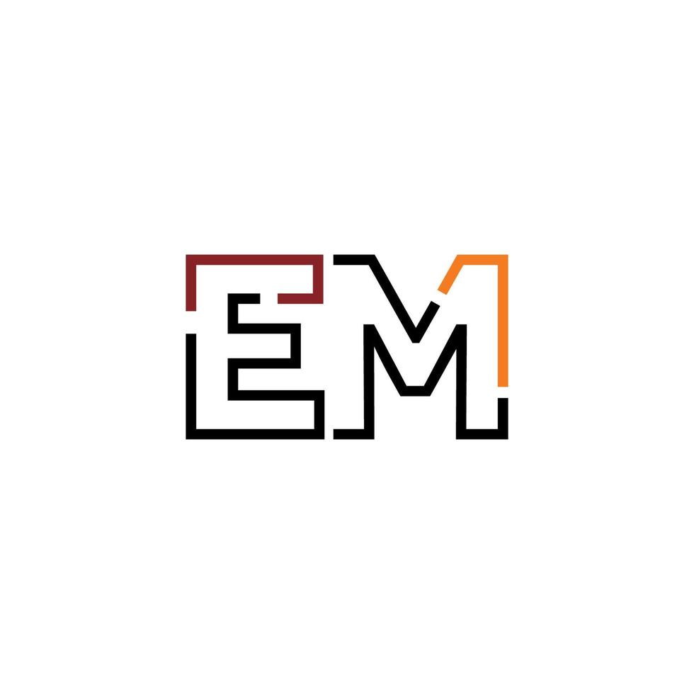 Abstract letter EM logo design with line connection for technology and digital business company. vector