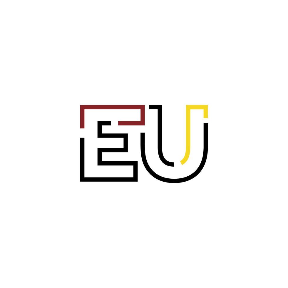 Abstract letter EU logo design with line connection for technology and digital business company. vector