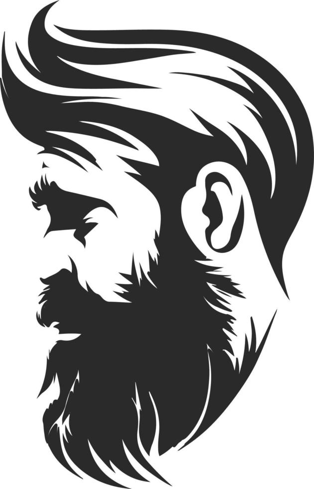 black and white vector logo  bearded man graphic illustration