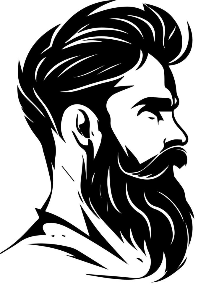 Black and white bearded man vector logo graphic illustration