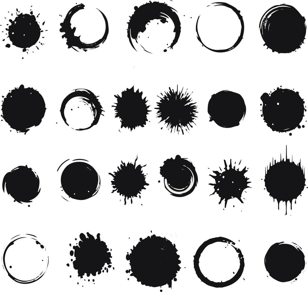 Circle brush grunge graphic pack vector illustration