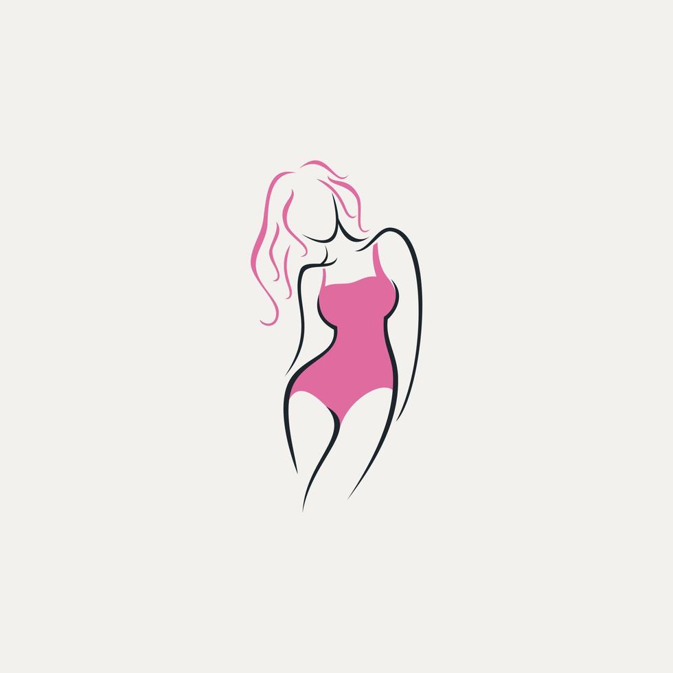 cute woman vector logo icon brand company