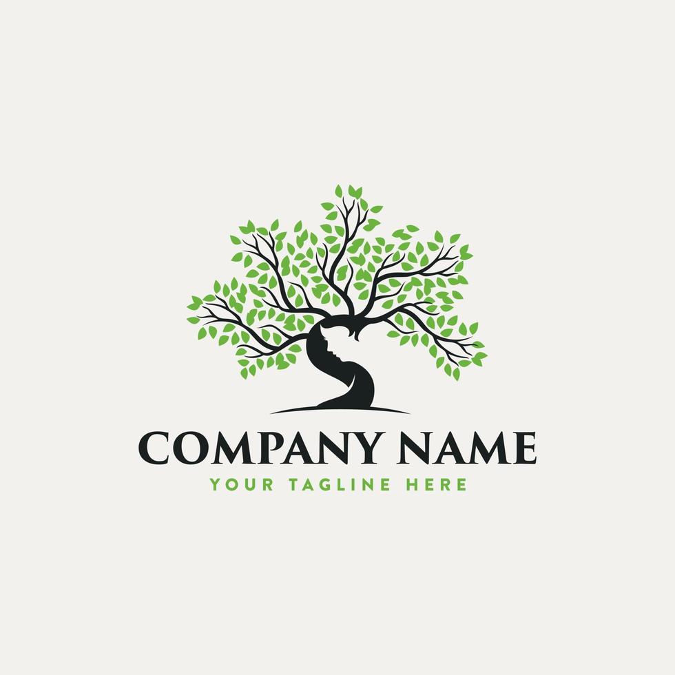 unique woman tree logo brand vector