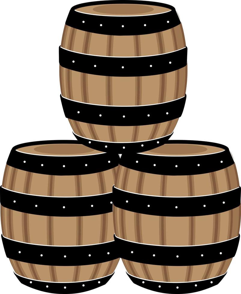 Vector Image Of Wooden Barrels For Wine