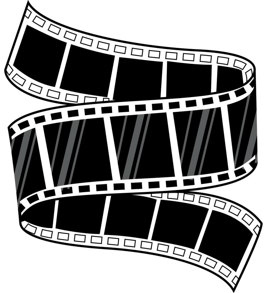 Vector Image Of Wavy Film Tape Roll In Black And White