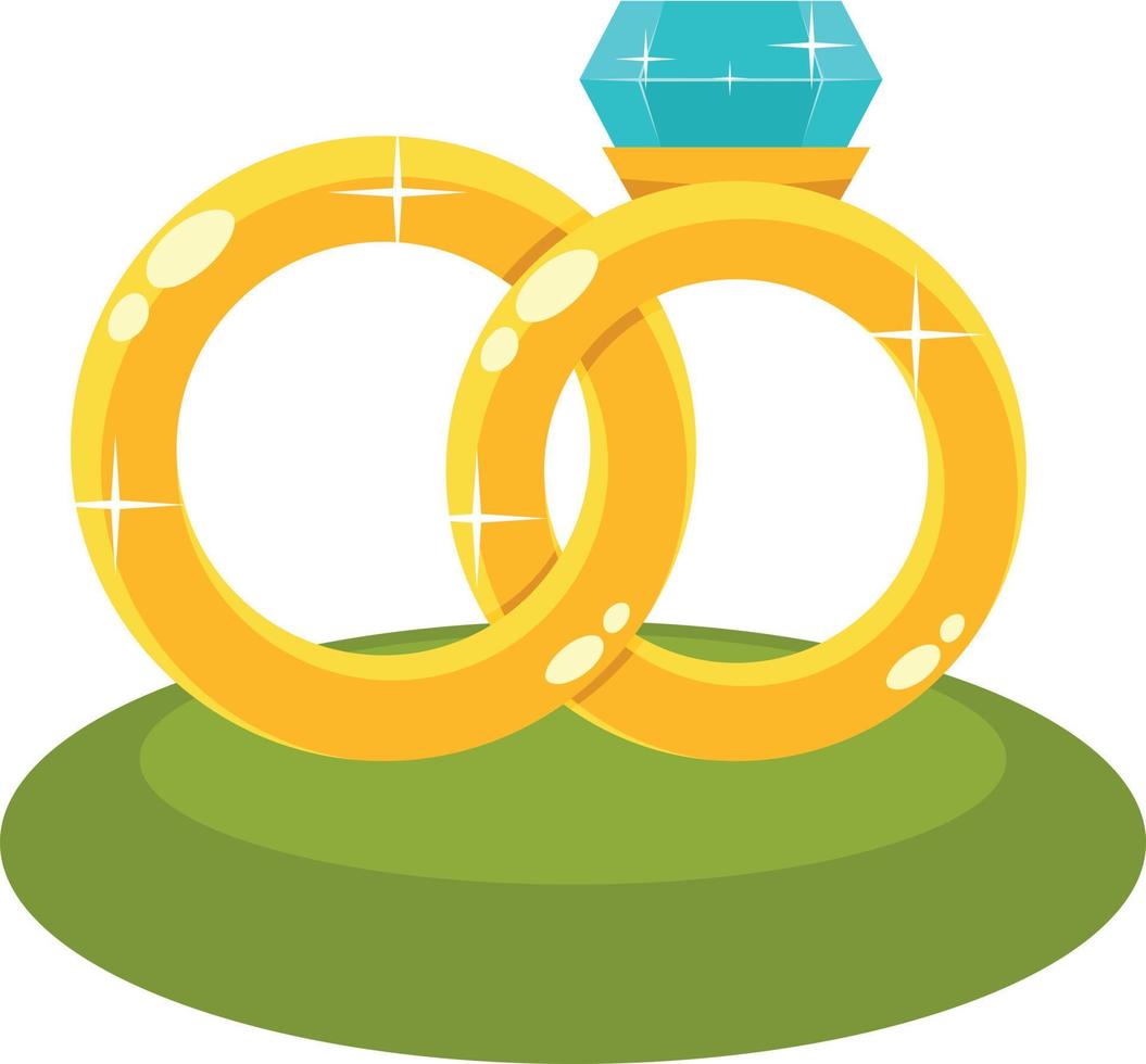 Illustration Of Two Wedding Rings With A Diamond vector