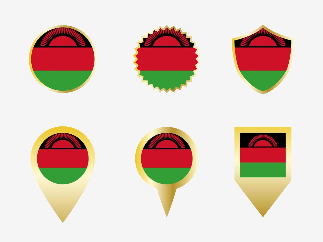 Vector flag set of Malawi.