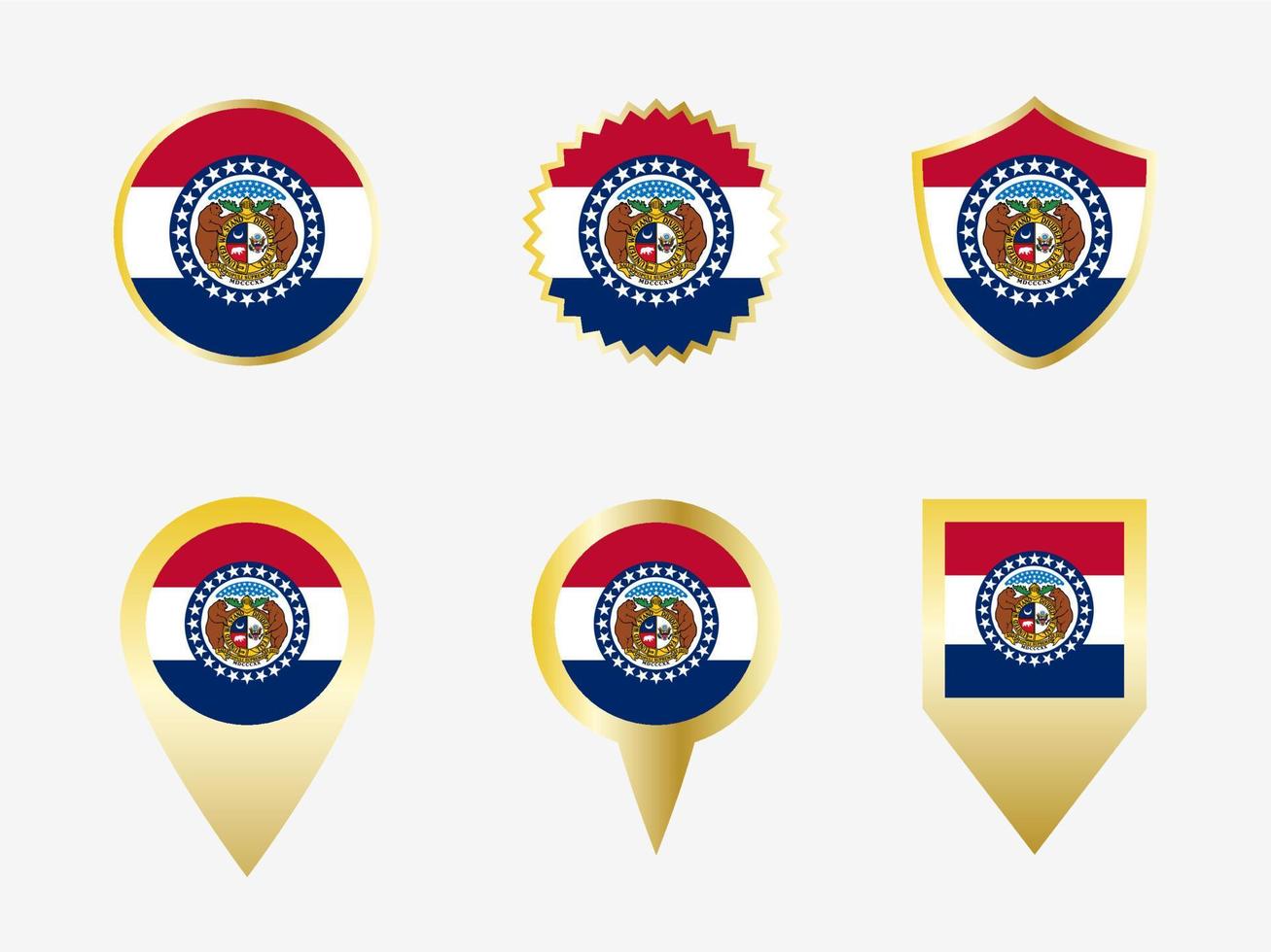 Vector flag set of Missouri, US state