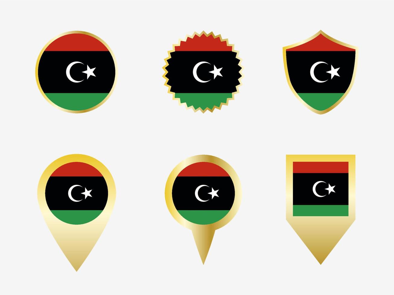 Vector flag set of Libya.