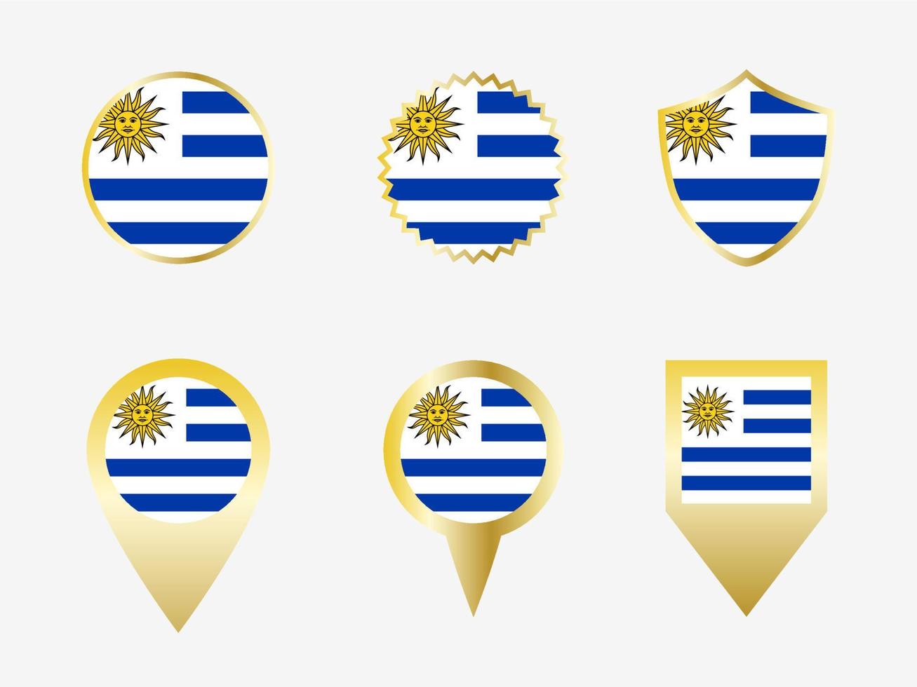 Vector flag set of Uruguay