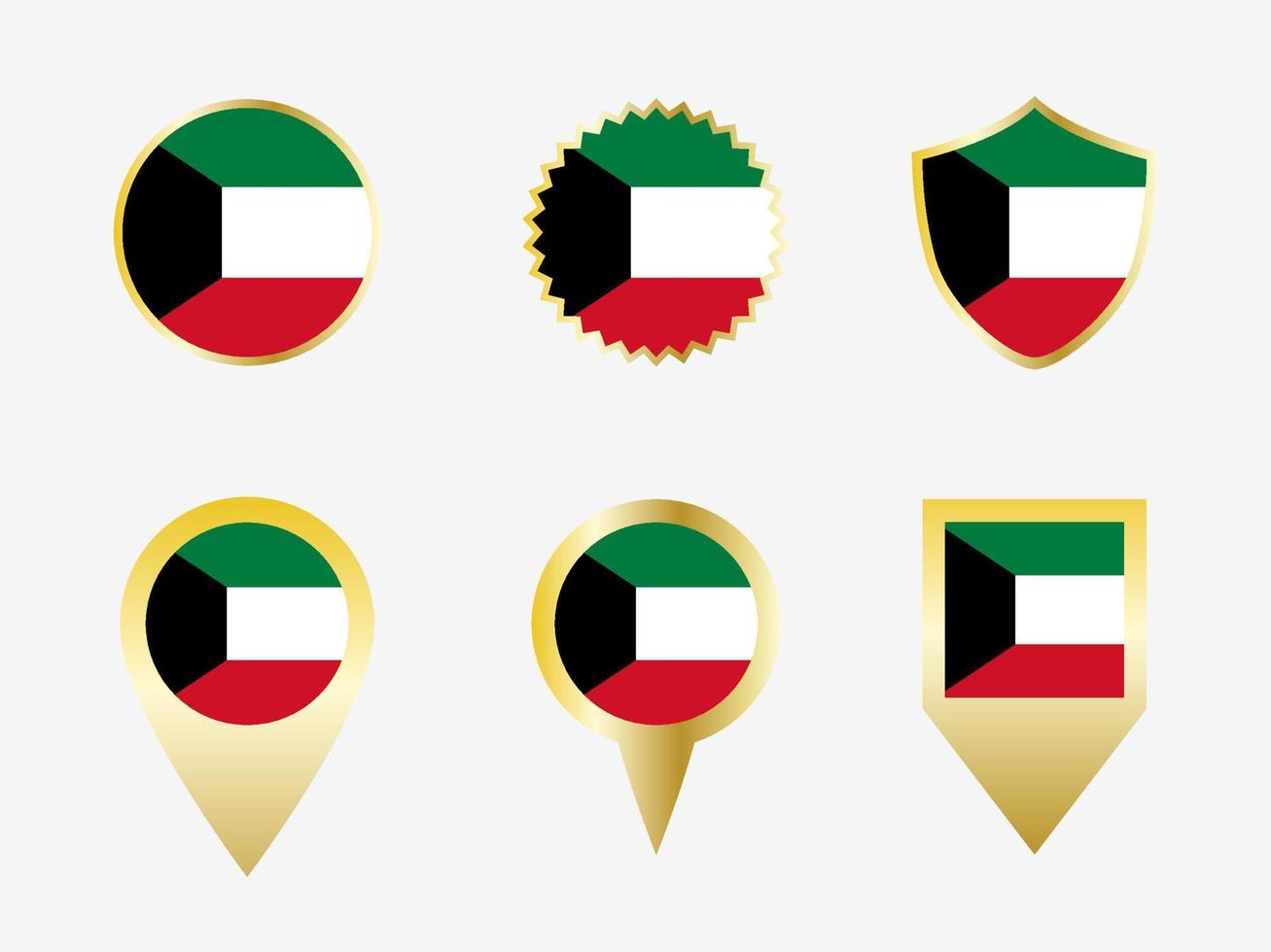 Vector flag set of Kuwait