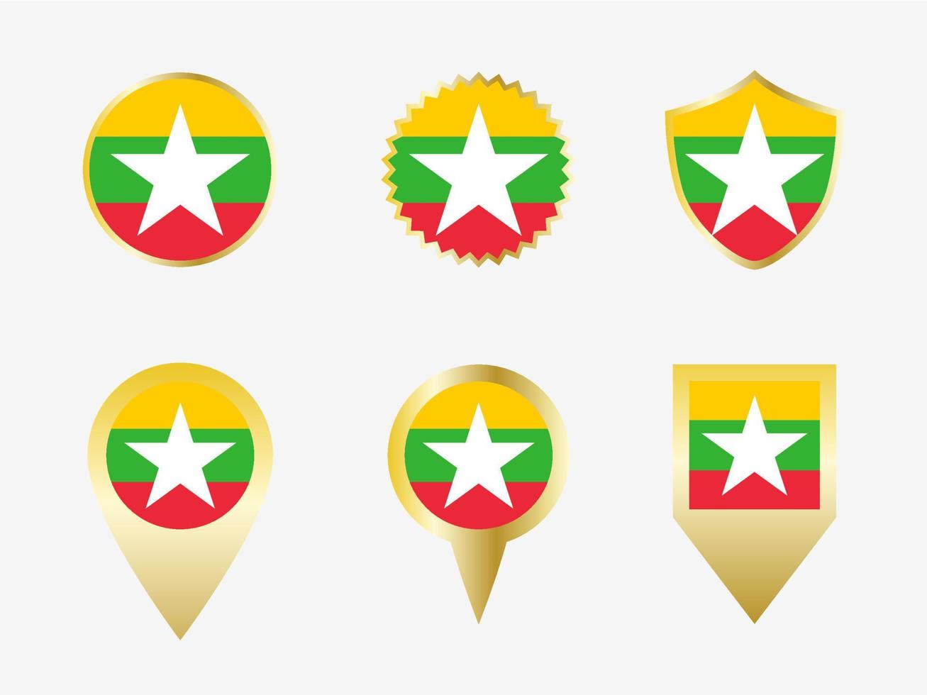 Vector flag set of Myanmar