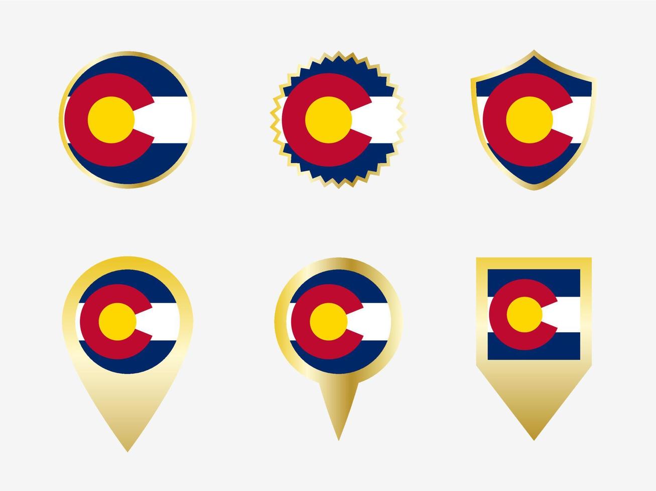 Vector flag set of Colorado, US state