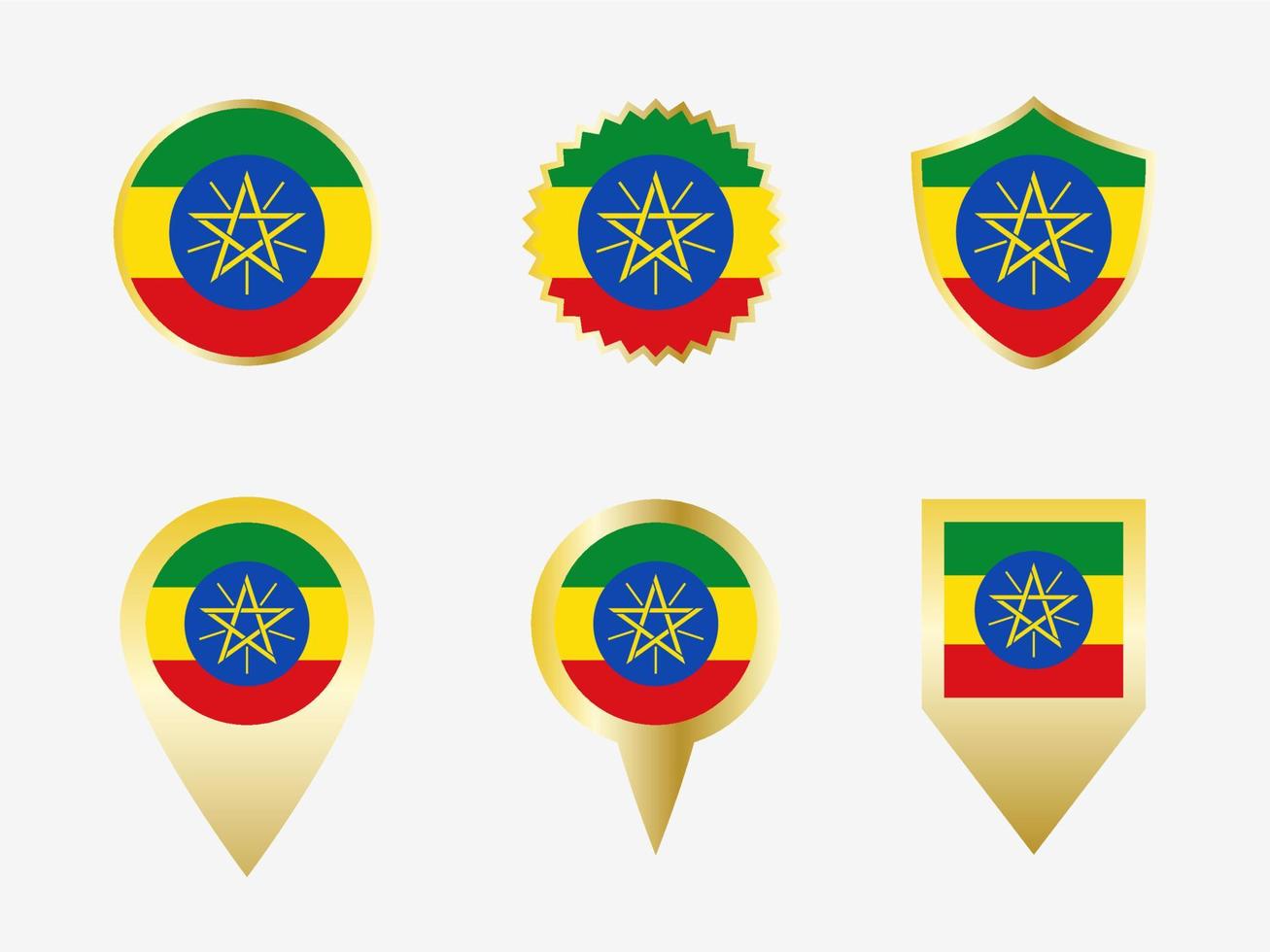 Vector flag set of Ethiopia.