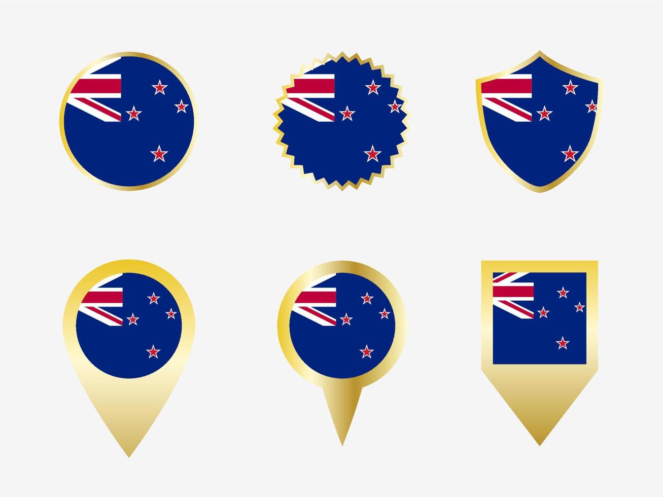 Vector flag set of New Zealand