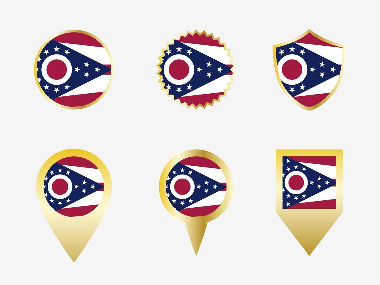 Vector flag set of Ohio, US state