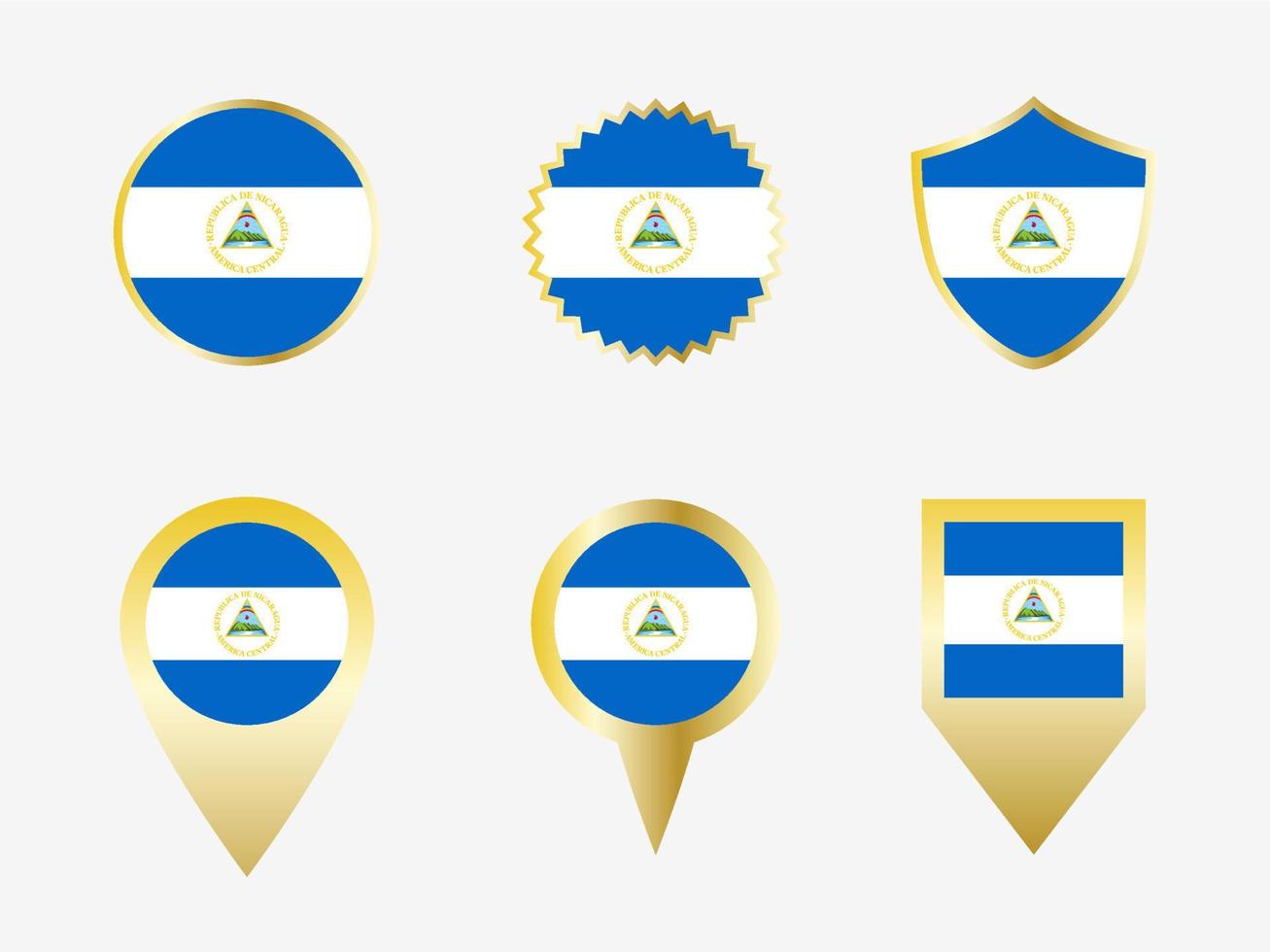 Vector flag set of Nicaragua