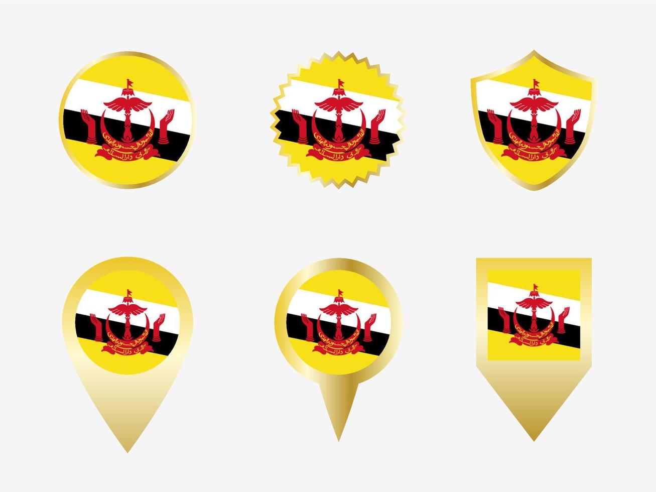 Vector flag set of Brunei