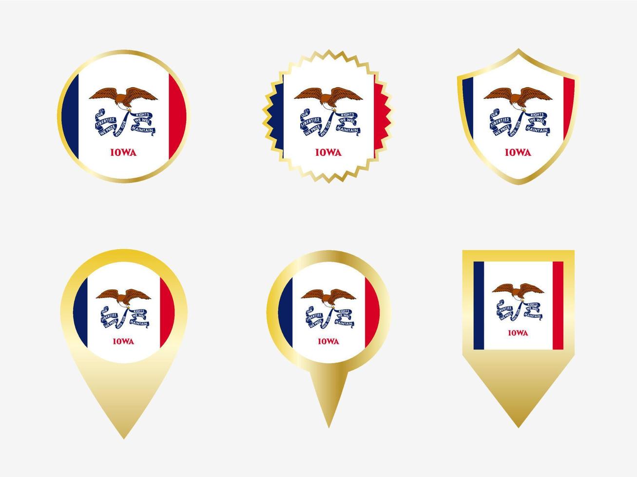 Vector flag set of Iowa, US state