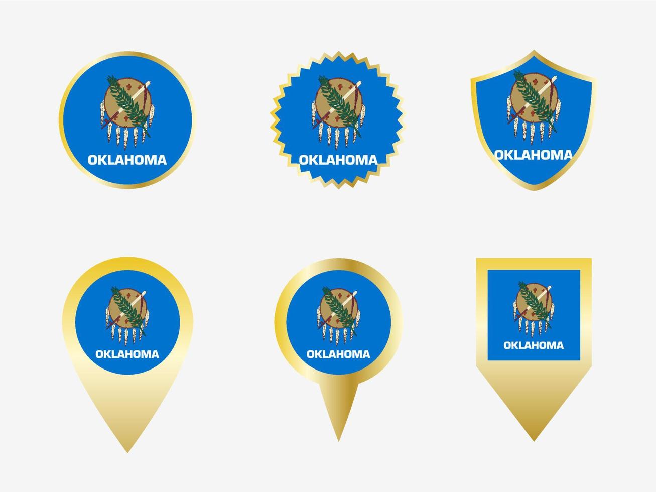 Vector flag set of Oklahoma, US state
