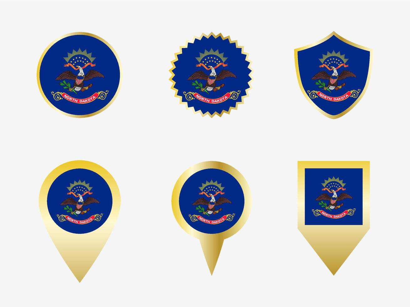 Vector flag set of North Dakota, US state
