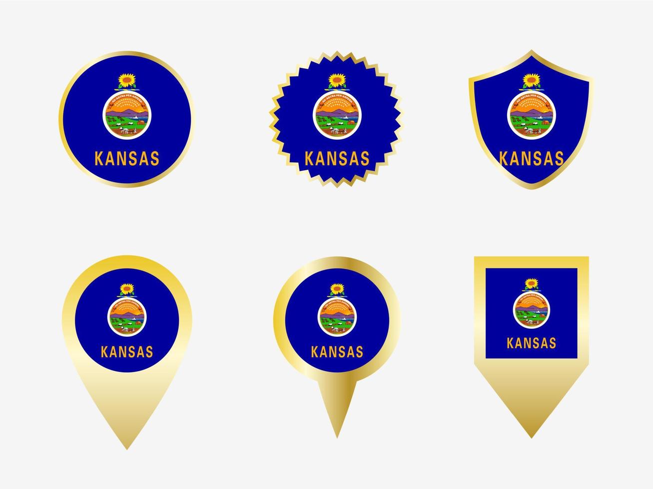 Vector flag set of Kansas, US state