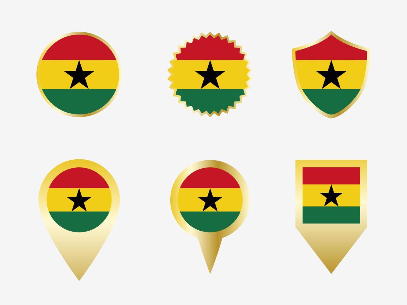 Vector flag set of Ghana.