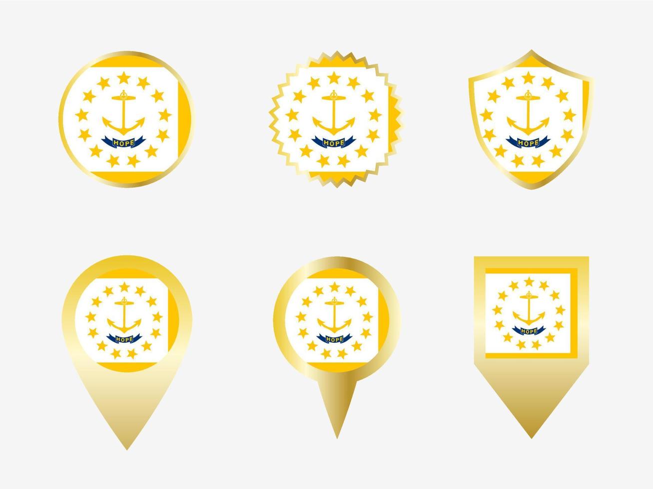 Vector flag set of Rhode Island, US state