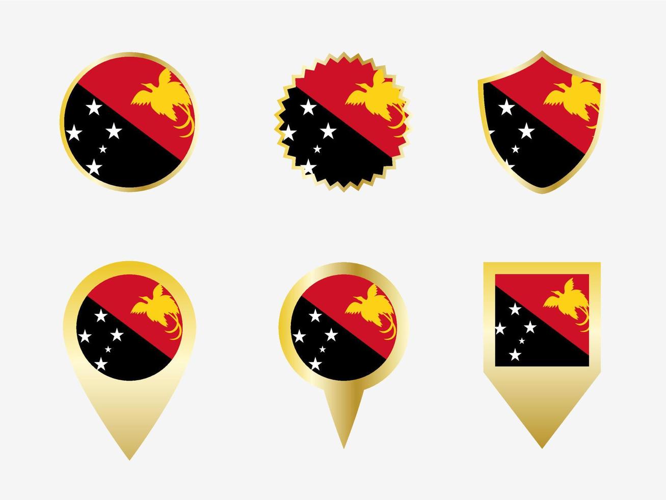 Vector flag set of Papua New Guinea