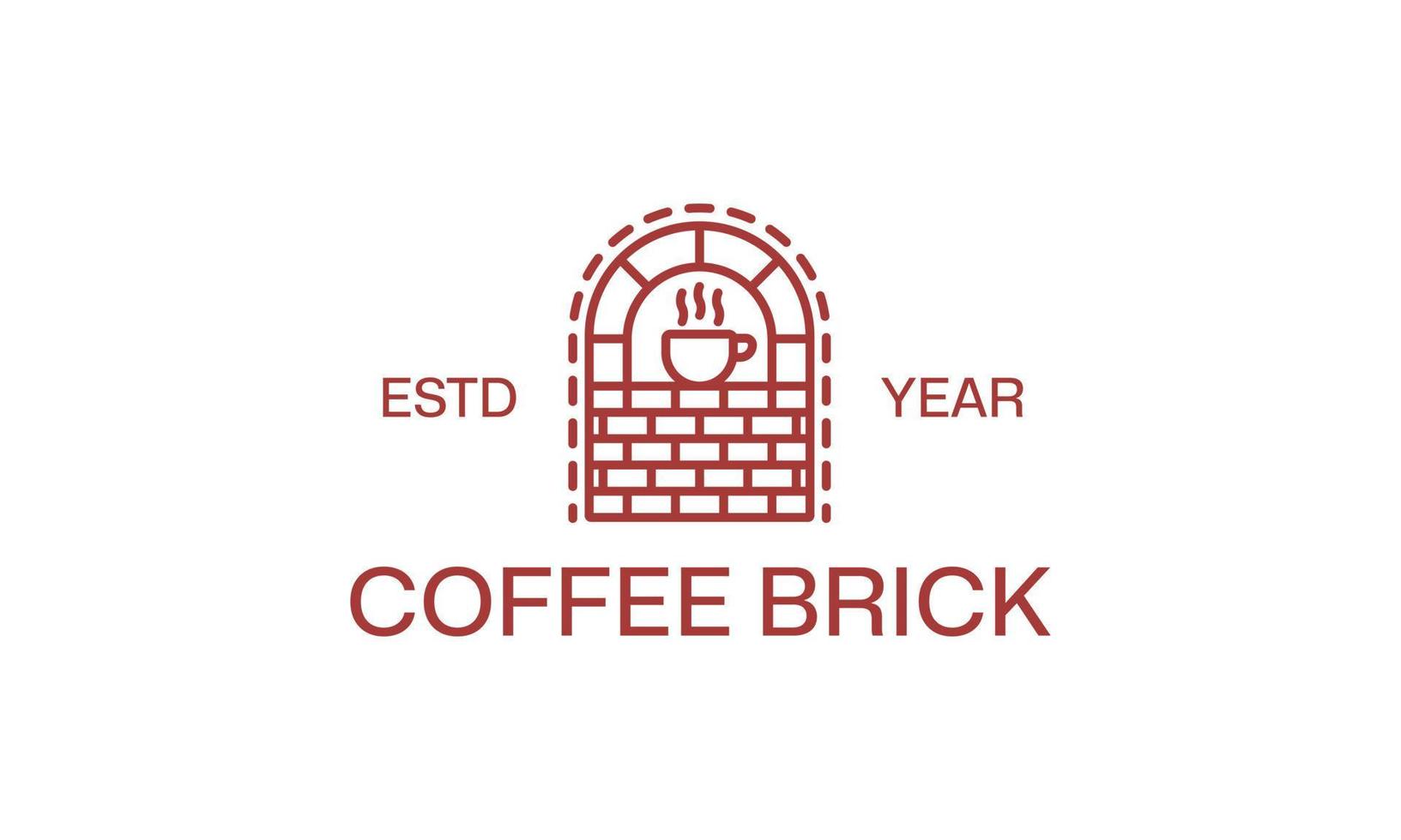 Lineart Coffee Brick Vintage Color Logo Design vector