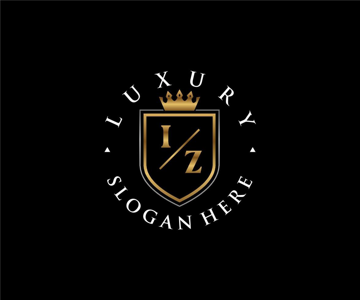 Initial IZ Letter Royal Luxury Logo template in vector art for Restaurant, Royalty, Boutique, Cafe, Hotel, Heraldic, Jewelry, Fashion and other vector illustration.