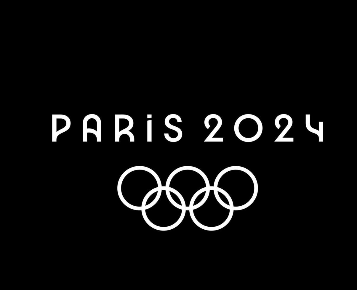 Olympic Games Paris 2024 Official symbol White Logo abstract design vector illustration With Black Background