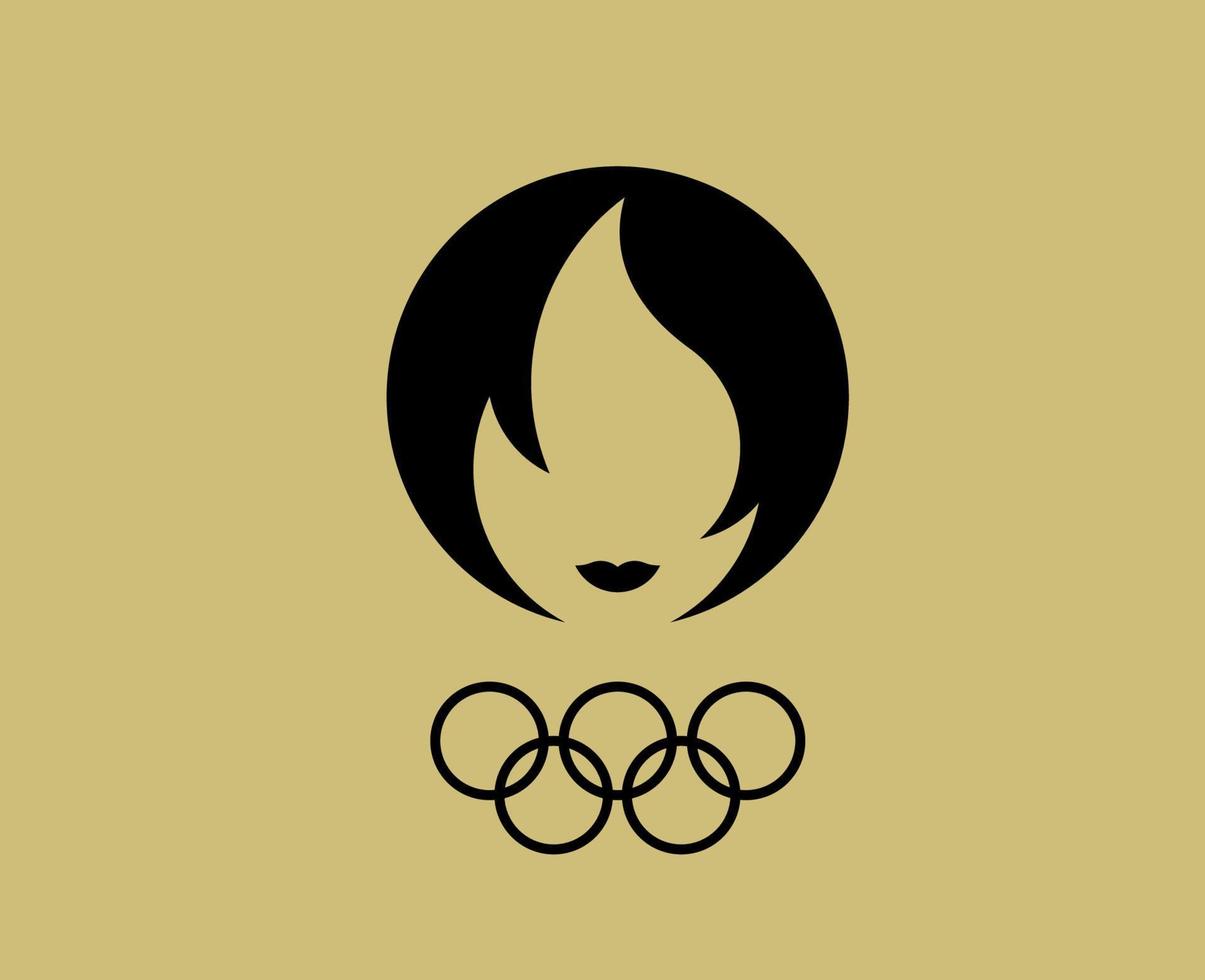 Paris 2024 Official Olympic Games Logo Black symbol abstract design vector illustration With Brown Background