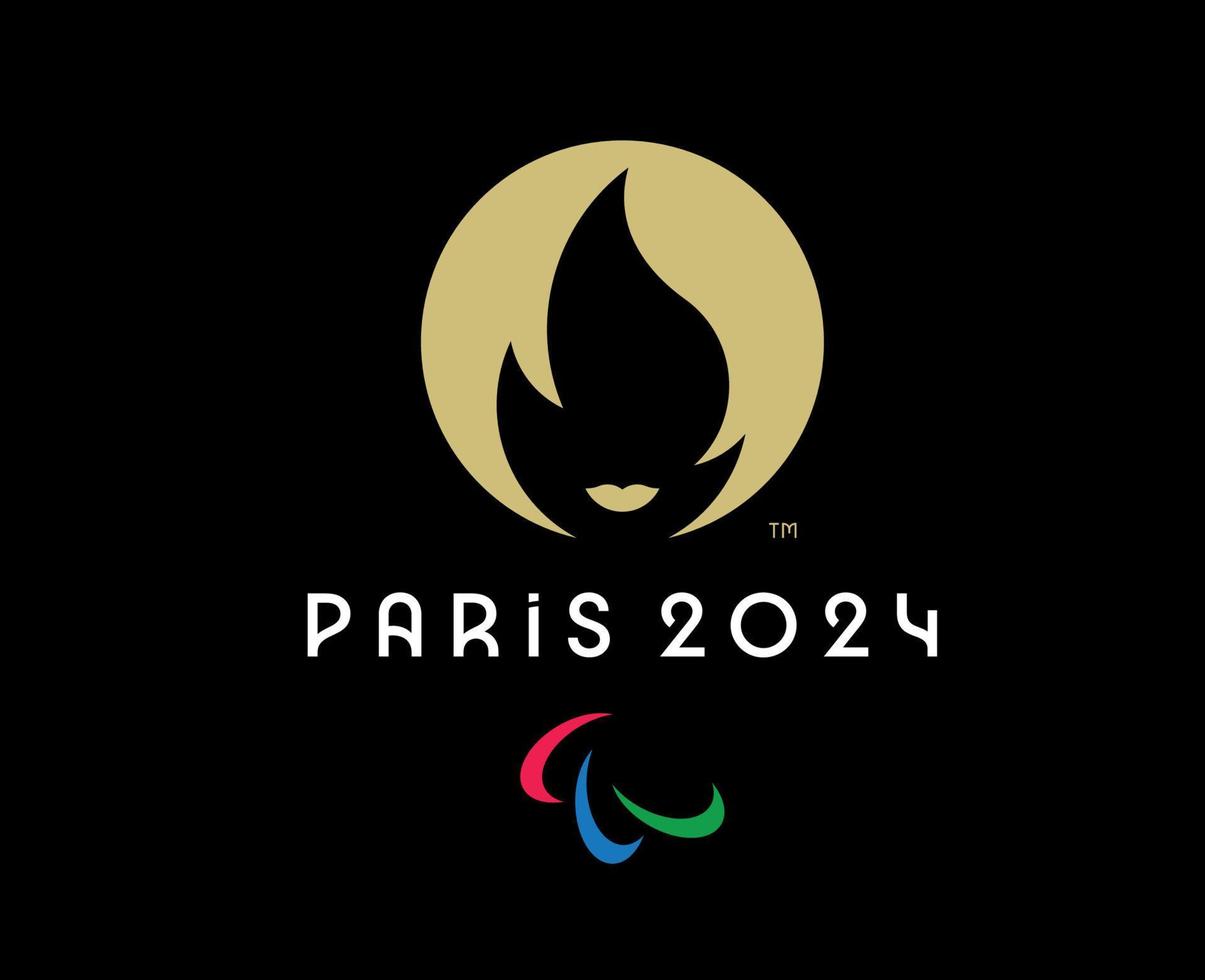 Paris 2024 Paralympic Games Official Logo symbol abstract design vector illustration With Black Background