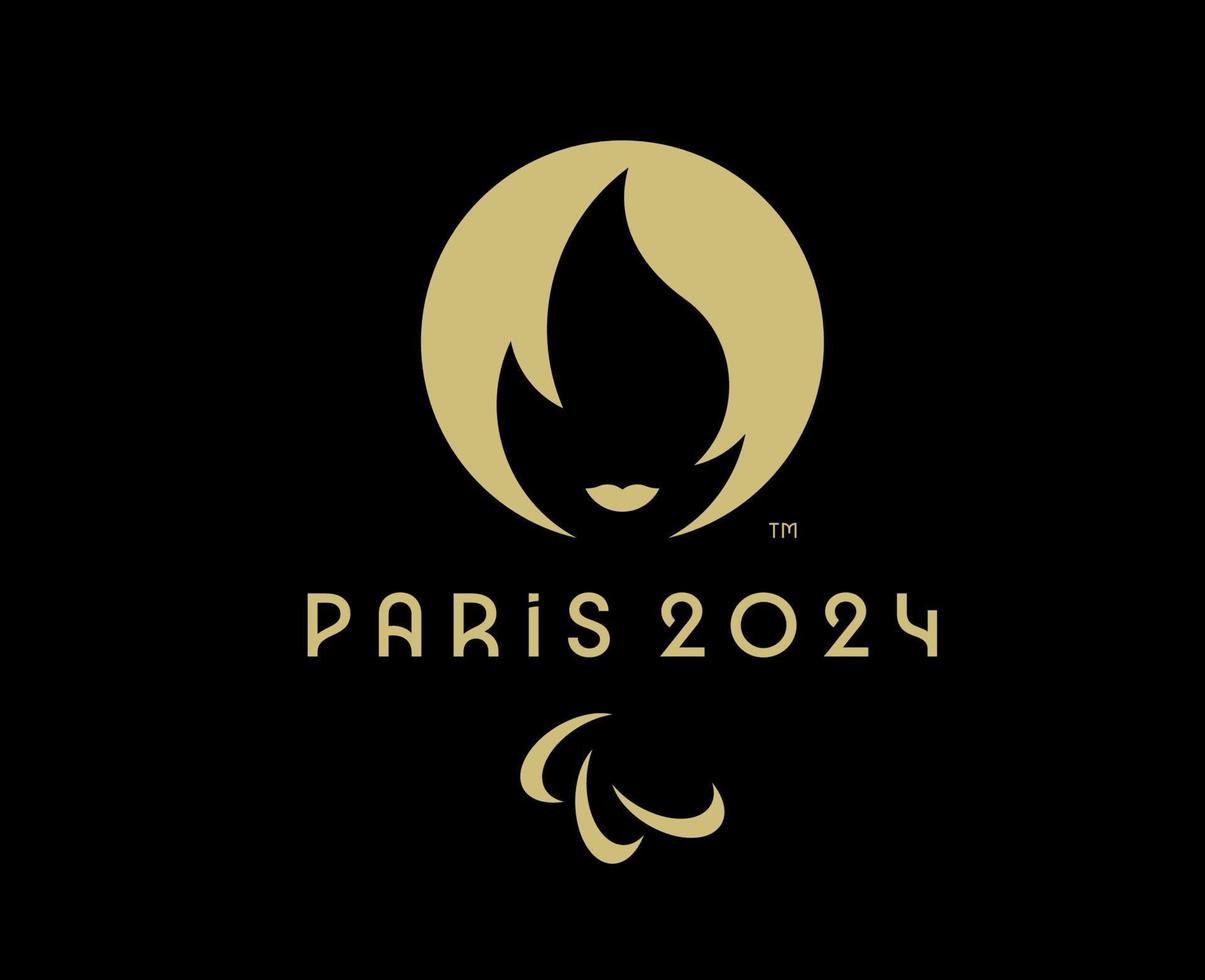 París 2024 paralímpico juegos oficial logo marrón símbolo resumen diseño vector ilustración con negro antecedentes