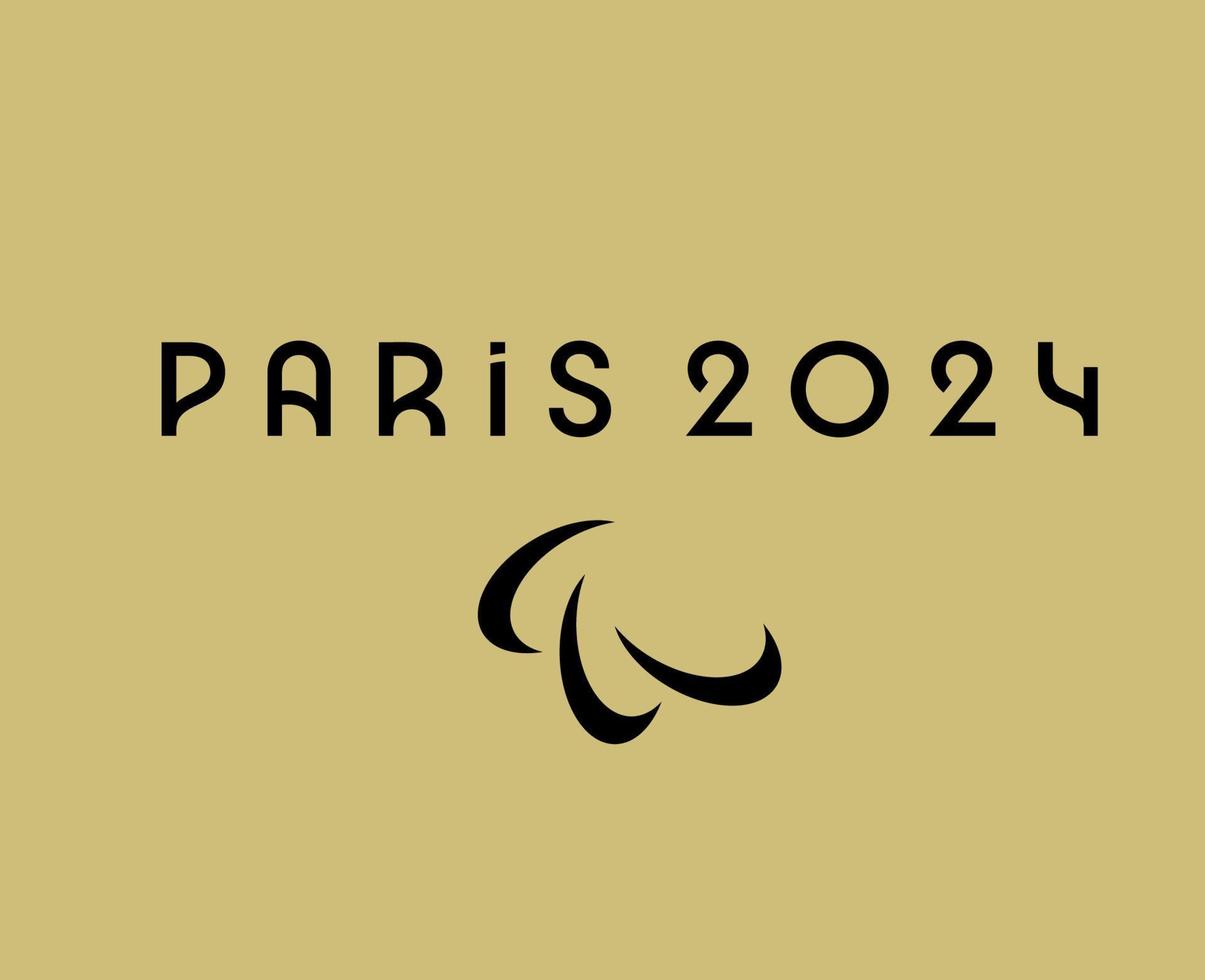 Paralympic Games Paris 2024 Official Logo Black symbol abstract design vector illustration With Brown Background