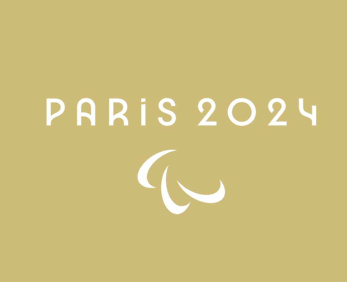 paralímpico juegos París 2024 oficial logo blanco símbolo resumen diseño vector ilustración con marrón antecedentes