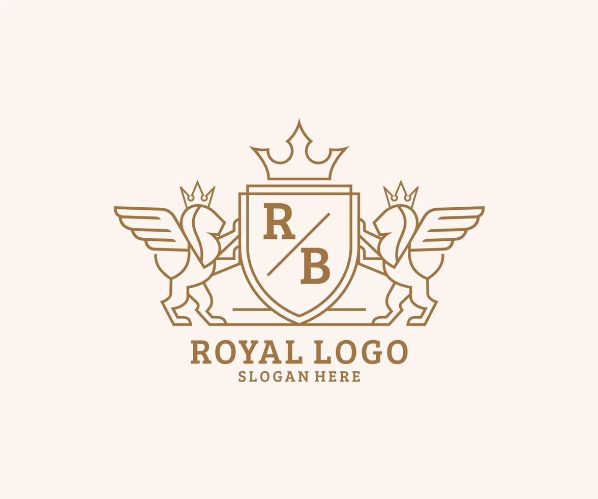 Initial RB Letter Lion Royal Luxury Heraldic,Crest Logo template in vector art for Restaurant, Royalty, Boutique, Cafe, Hotel, Heraldic, Jewelry, Fashion and other vector illustration.