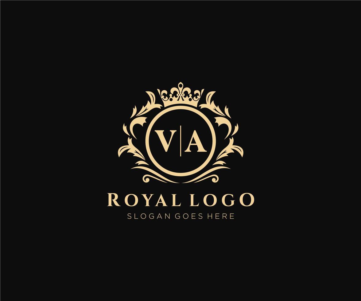 Initial VA Letter Luxurious Brand Logo Template, for Restaurant, Royalty, Boutique, Cafe, Hotel, Heraldic, Jewelry, Fashion and other vector illustration.