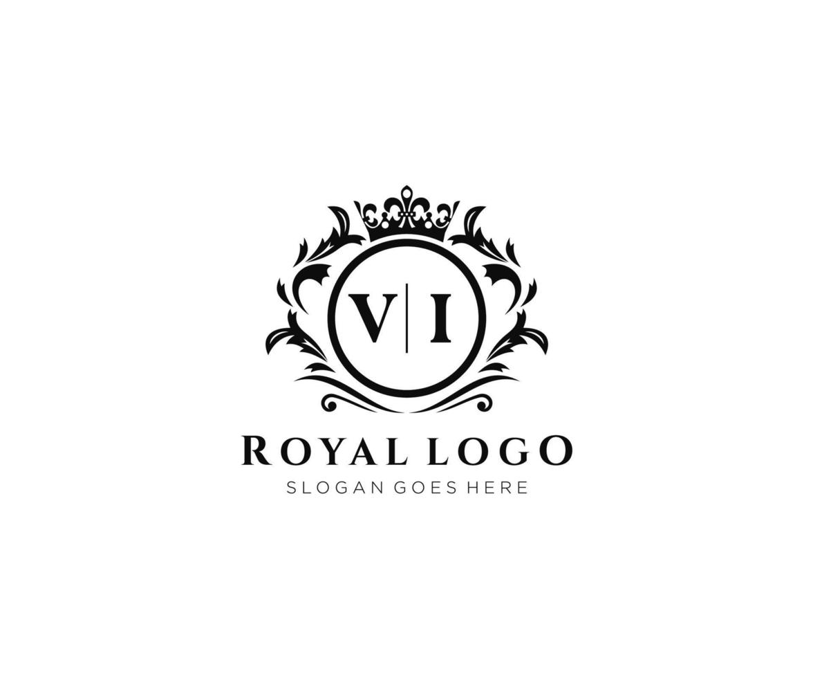 Initial VI Letter Luxurious Brand Logo Template, for Restaurant, Royalty, Boutique, Cafe, Hotel, Heraldic, Jewelry, Fashion and other vector illustration.