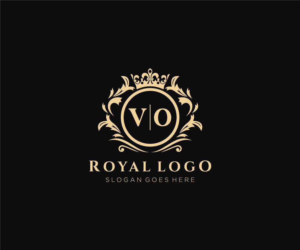 inicial vo letra lujoso marca logo plantilla, para restaurante, realeza, boutique, cafetería, hotel, heráldico, joyas, Moda y otro vector ilustración.