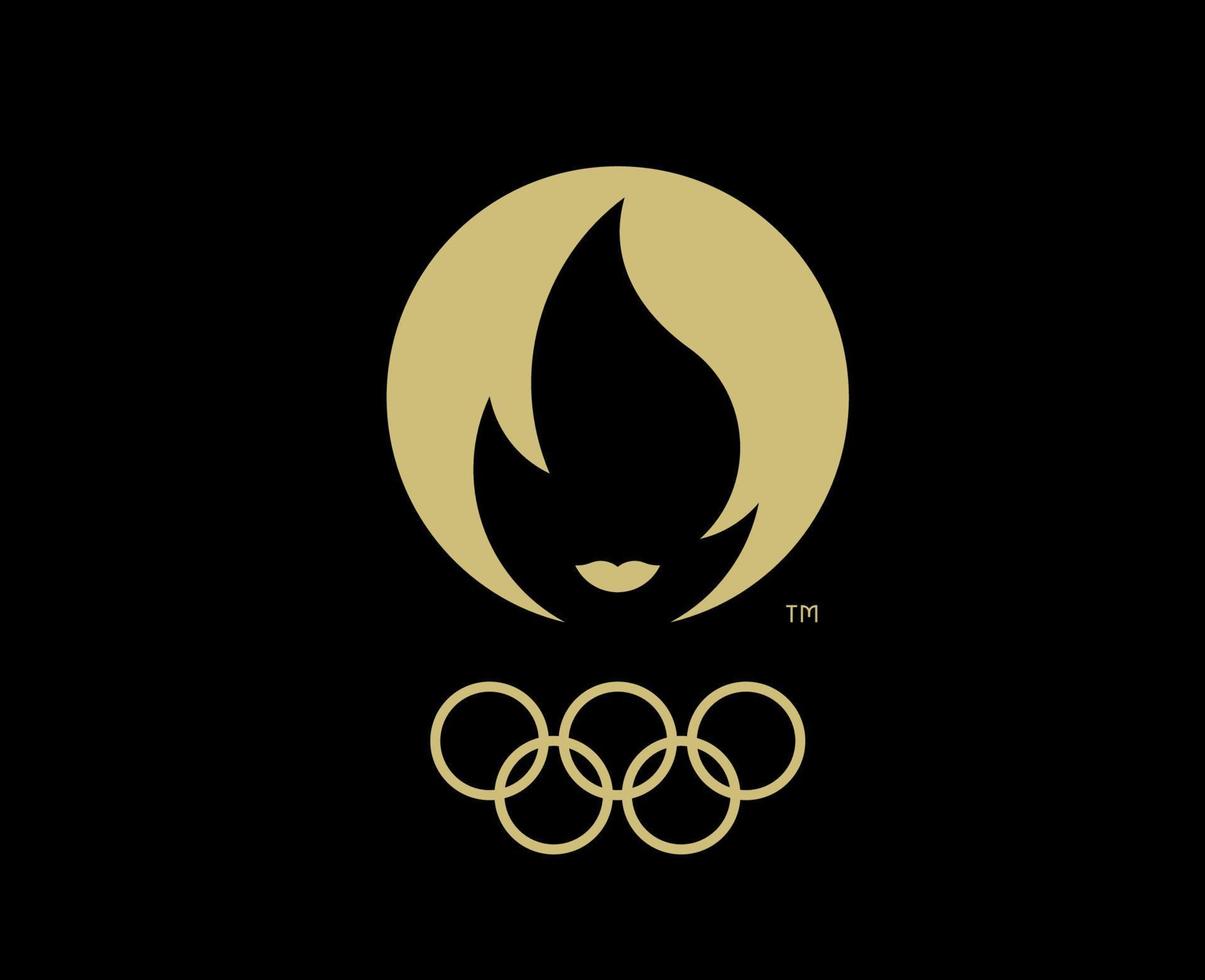 Paris 2024 Official Olympic Games Logo Brown symbol abstract design vector illustration With Black Background