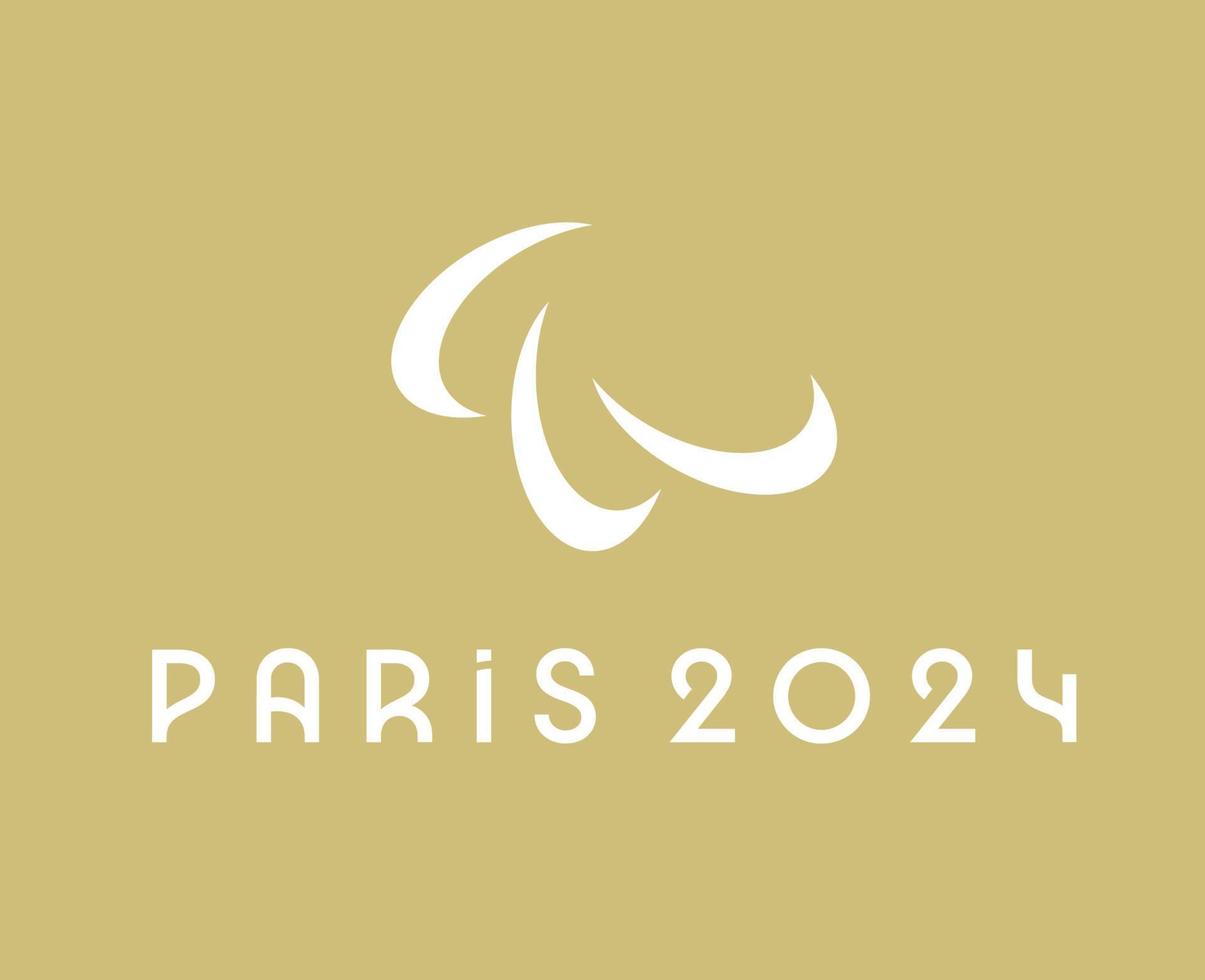 Paralympic Games Paris 2024 Logo Official White symbol abstract design vector illustration With Brown Background