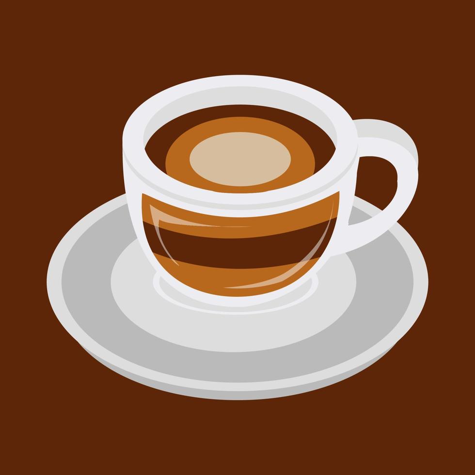 espresso macchiato, coffee drink with foamed milk vector