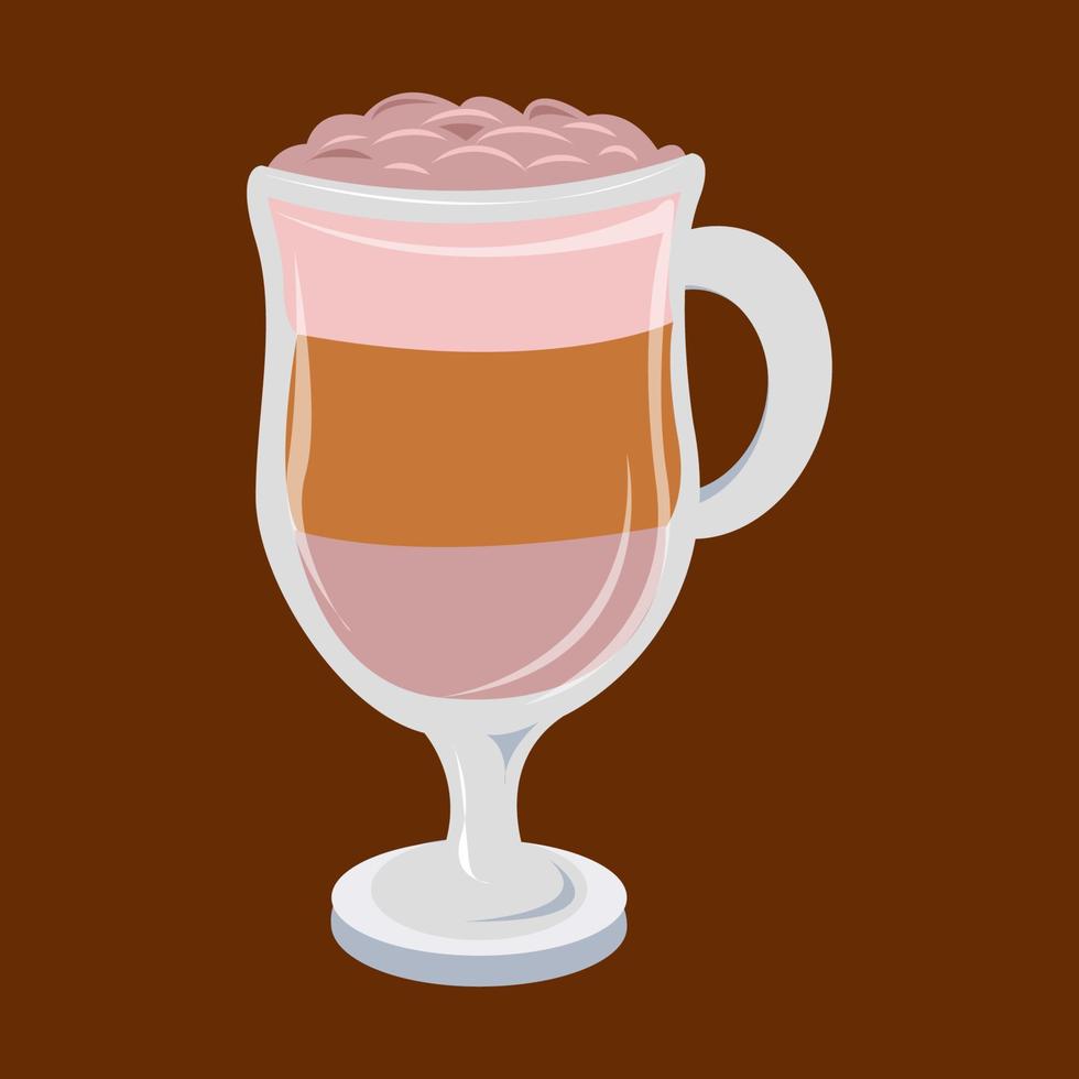 Latte illustration, coffee drink of Italian origin made with espresso and steamed milk vector