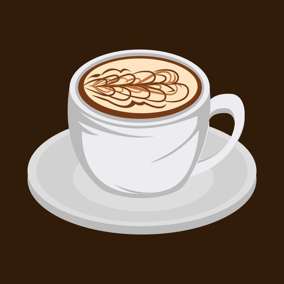 cappuccino illustration, espresso based coffee drink traditionally prepared with steamed milk foam vector